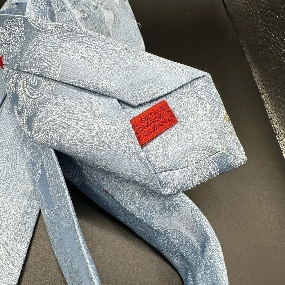 ISAIA Steel Blue Paisley Silk Tie